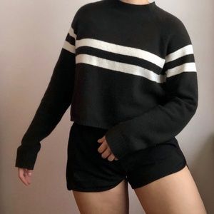 Soft Hollister Black and White striped sweater